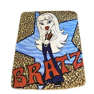 Vintage 2004 Bratz Cloe Fleece Throw Blanket Leopard Print Y2K Northwest 60"x48"